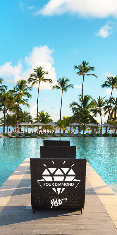  Iconic image of the swimming pool with sea view of the Lopesan Costa Bávaro, Resort & Spa hotel in Punta Cana 